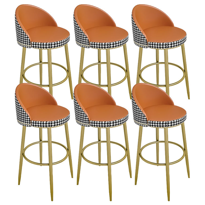 Low Back Upholstered Dining Stools Bucket Bar Stools with Footrest