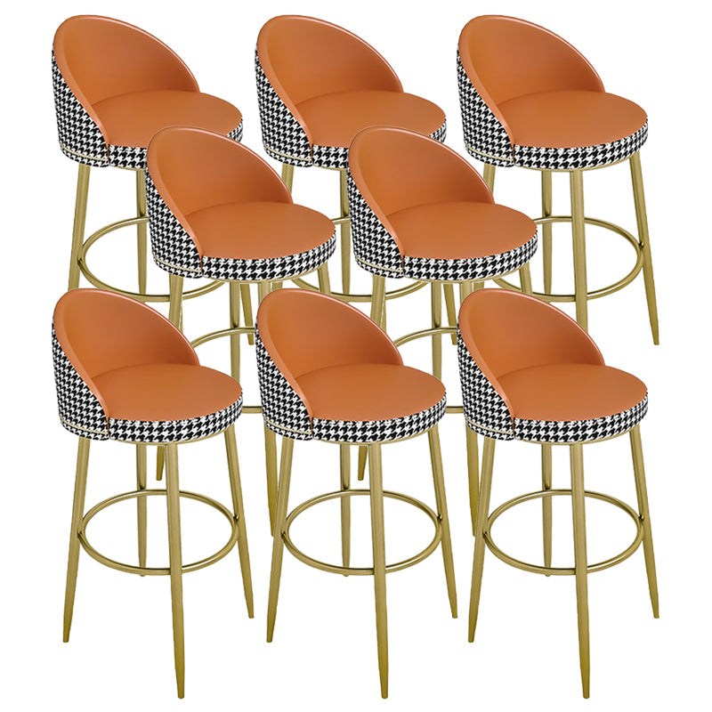 Low Back Upholstered Dining Stools Bucket Bar Stools with Footrest