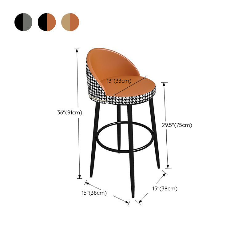 Low Back Upholstered Dining Stools Bucket Bar Stools with Footrest