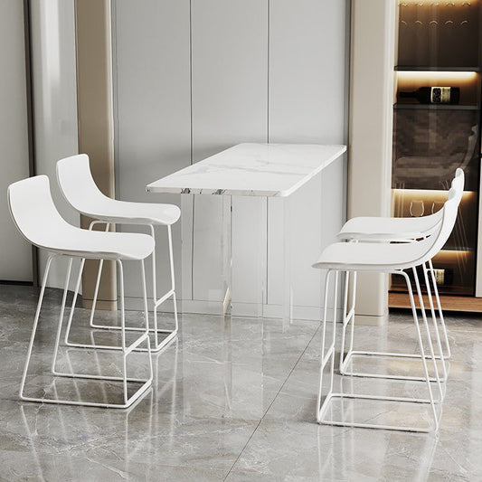 Contemporary Dining Stools Plastic Low Back Bar Stools with Metal Base