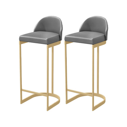 Upholstered Dining Stool Bucket Bar Stool with Gold Metal Base