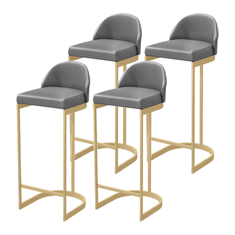 Upholstered Dining Stool Bucket Bar Stool with Gold Metal Base