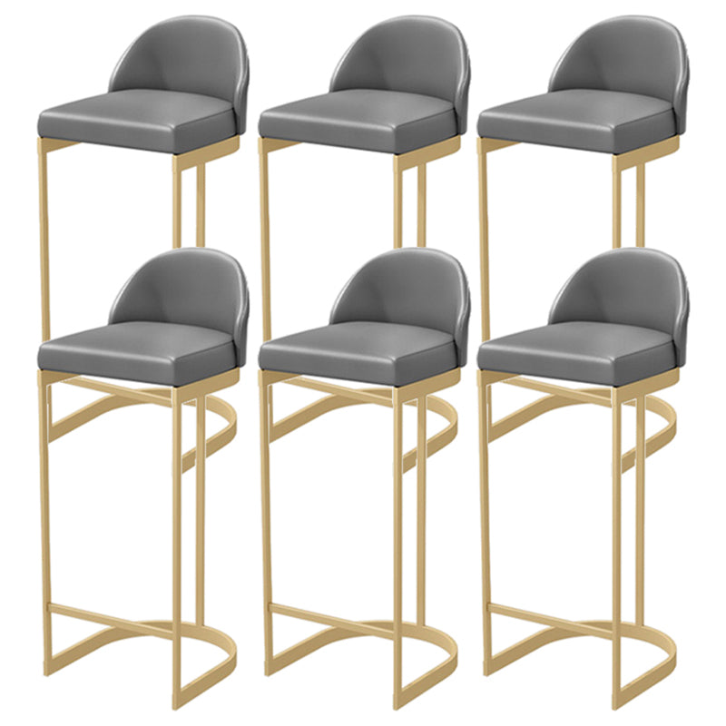 Upholstered Dining Stool Bucket Bar Stool with Gold Metal Base