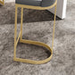 Upholstered Dining Stool Bucket Bar Stool with Gold Metal Base