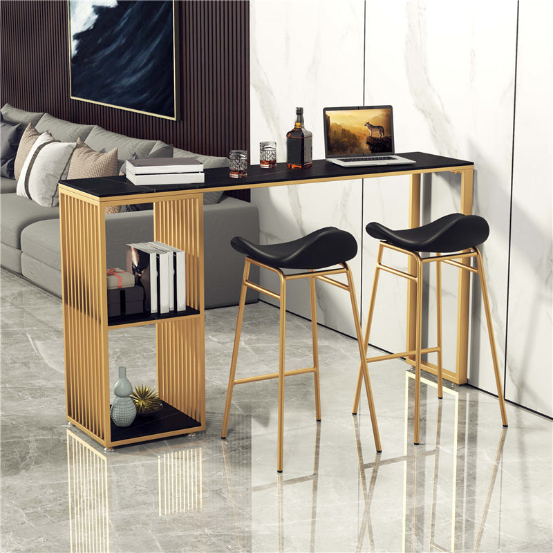 Faux Leather Bar Stools Glam Iron Backless Bar Stool with Footrest Clearhalo 'Bar Furniture' 'Bar Stools' 'bar_stools' 'furn' 'furn_bar_stools' 'Furniture' 'Kitchen & Dining Furniture' 7040922