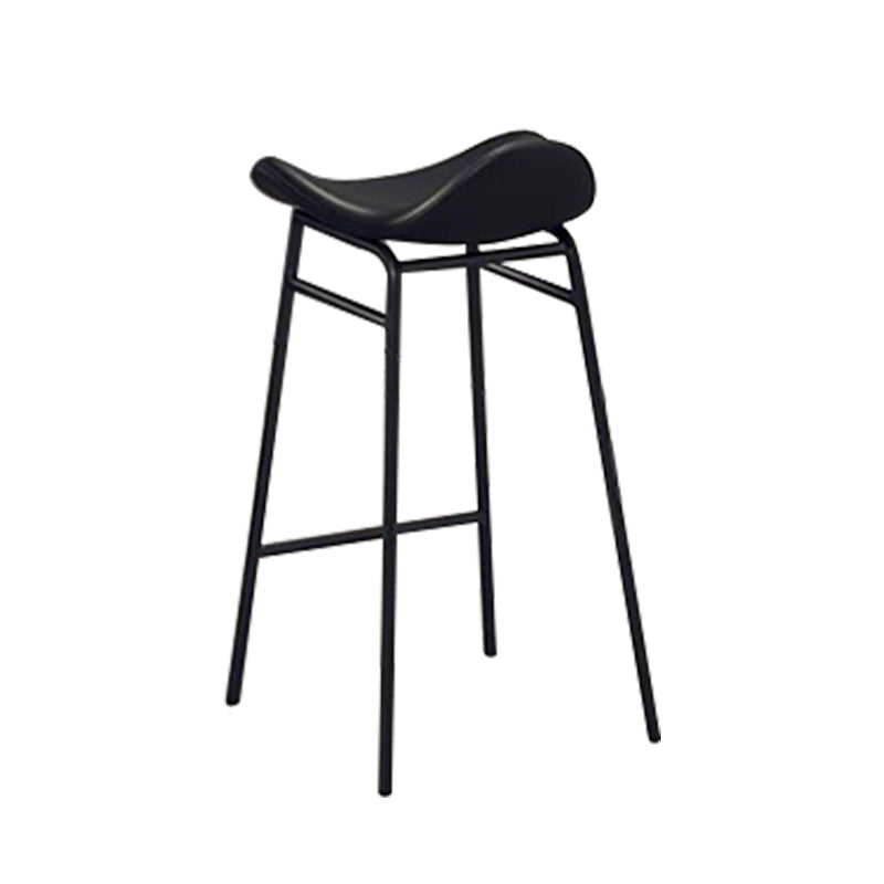 Faux Leather Bar Stools Glam Iron Backless Bar Stool with Footrest Black Black 1 Piece Clearhalo 'Bar Furniture' 'Bar Stools' 'bar_stools' 'furn' 'furn_bar_stools' 'Furniture' 'Kitchen & Dining Furniture' 7040924