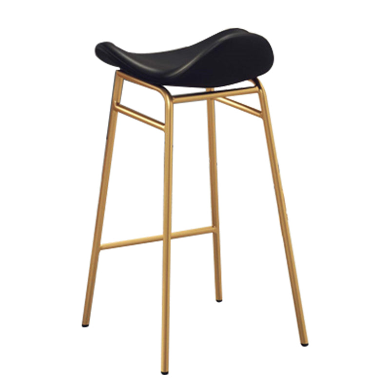 Faux Leather Bar Stools Glam Iron Backless Bar Stool with Footrest Black Gold 1 Piece Clearhalo 'Bar Furniture' 'Bar Stools' 'bar_stools' 'furn' 'furn_bar_stools' 'Furniture' 'Kitchen & Dining Furniture' 7040926