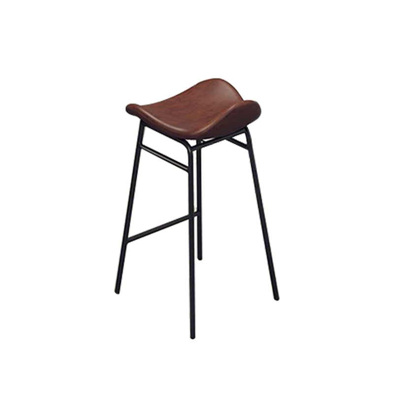 Faux Leather Bar Stools Glam Iron Backless Bar Stool with Footrest Brown Black 1 Piece Clearhalo 'Bar Furniture' 'Bar Stools' 'bar_stools' 'furn' 'furn_bar_stools' 'Furniture' 'Kitchen & Dining Furniture' 7040928