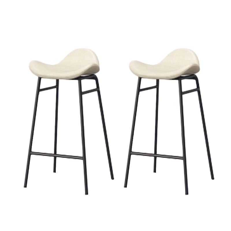 Faux Leather Bar Stools Glam Iron Backless Bar Stool with Footrest White Black 2 Piece Set Clearhalo 'Bar Furniture' 'Bar Stools' 'bar_stools' 'furn' 'furn_bar_stools' 'Furniture' 'Kitchen & Dining Furniture' 7040932
