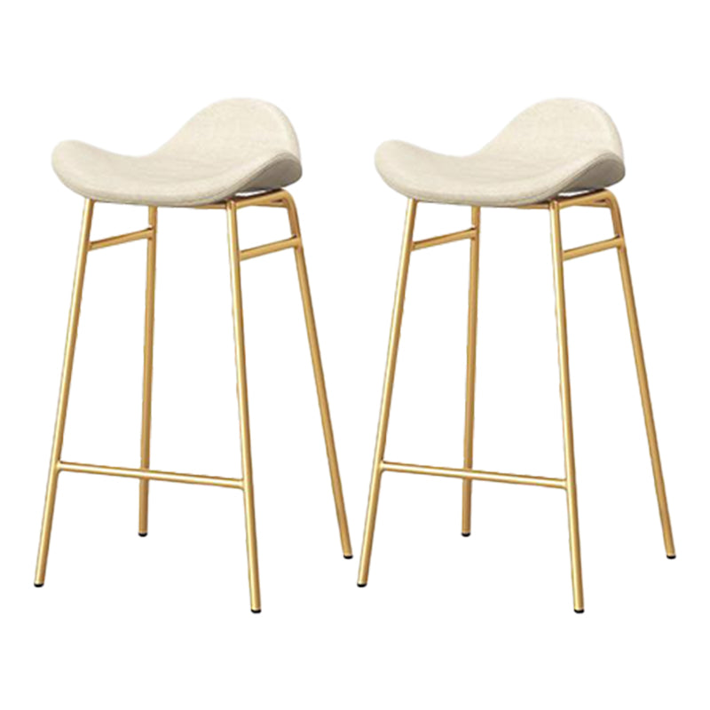 Faux Leather Bar Stools Glam Iron Backless Bar Stool with Footrest White Gold 2 Piece Set Clearhalo 'Bar Furniture' 'Bar Stools' 'bar_stools' 'furn' 'furn_bar_stools' 'Furniture' 'Kitchen & Dining Furniture' 7040934