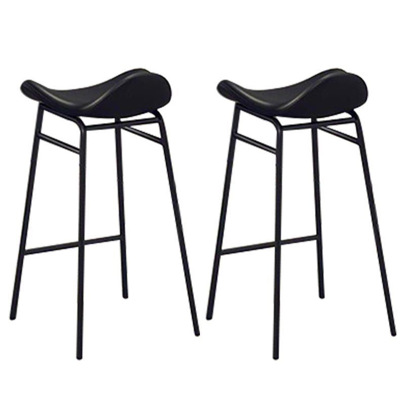 Faux Leather Bar Stools Glam Iron Backless Bar Stool with Footrest Black Black 2 Piece Set Clearhalo 'Bar Furniture' 'Bar Stools' 'bar_stools' 'furn' 'furn_bar_stools' 'Furniture' 'Kitchen & Dining Furniture' 7040937