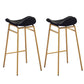 Faux Leather Bar Stools Glam Iron Backless Bar Stool with Footrest Black Gold 2 Piece Set Clearhalo 'Bar Furniture' 'Bar Stools' 'bar_stools' 'furn' 'furn_bar_stools' 'Furniture' 'Kitchen & Dining Furniture' 7040939