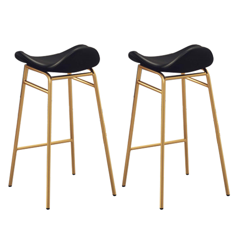 Faux Leather Bar Stools Glam Iron Backless Bar Stool with Footrest Black Gold 2 Piece Set Clearhalo 'Bar Furniture' 'Bar Stools' 'bar_stools' 'furn' 'furn_bar_stools' 'Furniture' 'Kitchen & Dining Furniture' 7040939