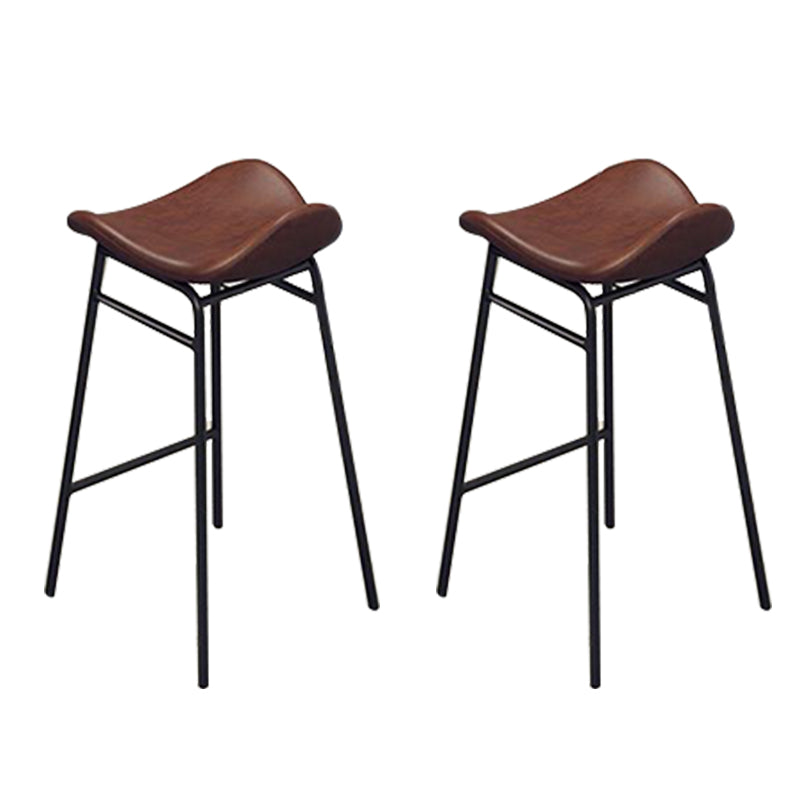 Faux Leather Bar Stools Glam Iron Backless Bar Stool with Footrest Brown Black 2 Piece Set Clearhalo 'Bar Furniture' 'Bar Stools' 'bar_stools' 'furn' 'furn_bar_stools' 'Furniture' 'Kitchen & Dining Furniture' 7040940