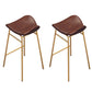 Faux Leather Bar Stools Glam Iron Backless Bar Stool with Footrest Brown Gold 2 Piece Set Clearhalo 'Bar Furniture' 'Bar Stools' 'bar_stools' 'furn' 'furn_bar_stools' 'Furniture' 'Kitchen & Dining Furniture' 7040941