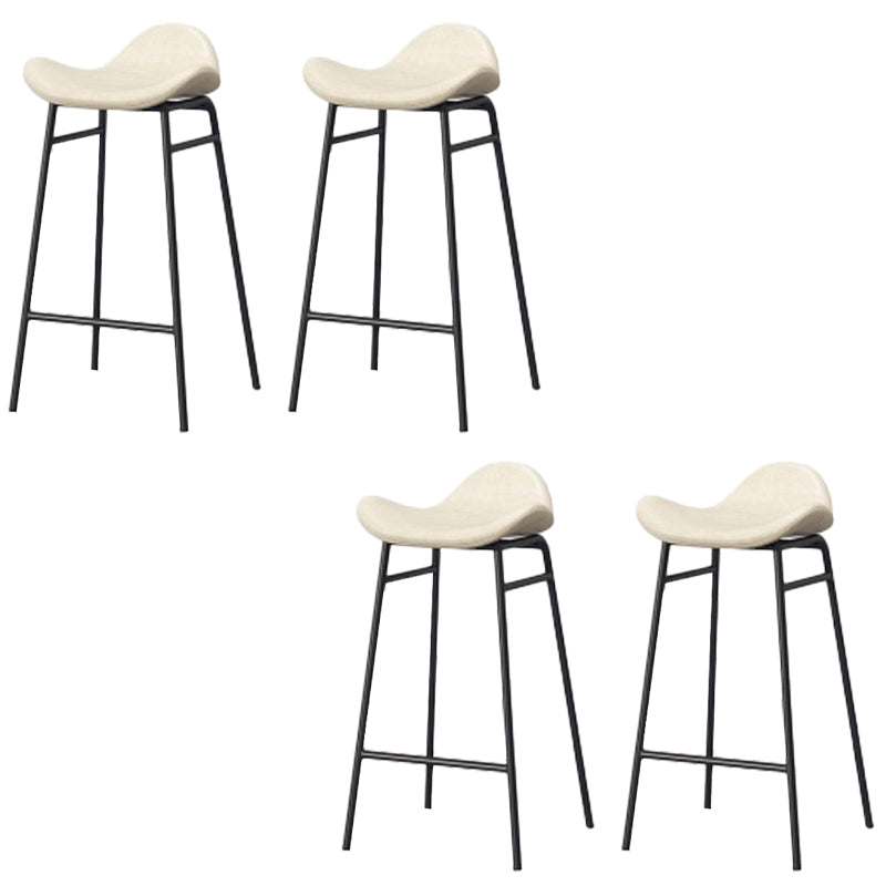 Faux Leather Bar Stools Glam Iron Backless Bar Stool with Footrest White Black 4 Piece Set Clearhalo 'Bar Furniture' 'Bar Stools' 'bar_stools' 'furn' 'furn_bar_stools' 'Furniture' 'Kitchen & Dining Furniture' 7040942