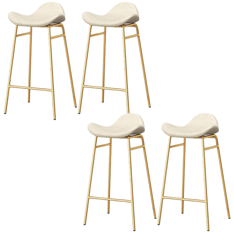 Faux Leather Bar Stools Glam Iron Backless Bar Stool with Footrest White Gold 4 Piece Set Clearhalo 'Bar Furniture' 'Bar Stools' 'bar_stools' 'furn' 'furn_bar_stools' 'Furniture' 'Kitchen & Dining Furniture' 7040943