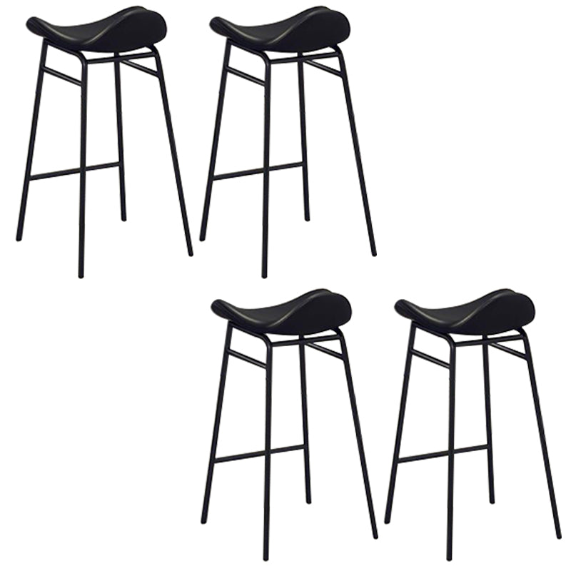 Faux Leather Bar Stools Glam Iron Backless Bar Stool with Footrest Black Black 4 Piece Set Clearhalo 'Bar Furniture' 'Bar Stools' 'bar_stools' 'furn' 'furn_bar_stools' 'Furniture' 'Kitchen & Dining Furniture' 7040944