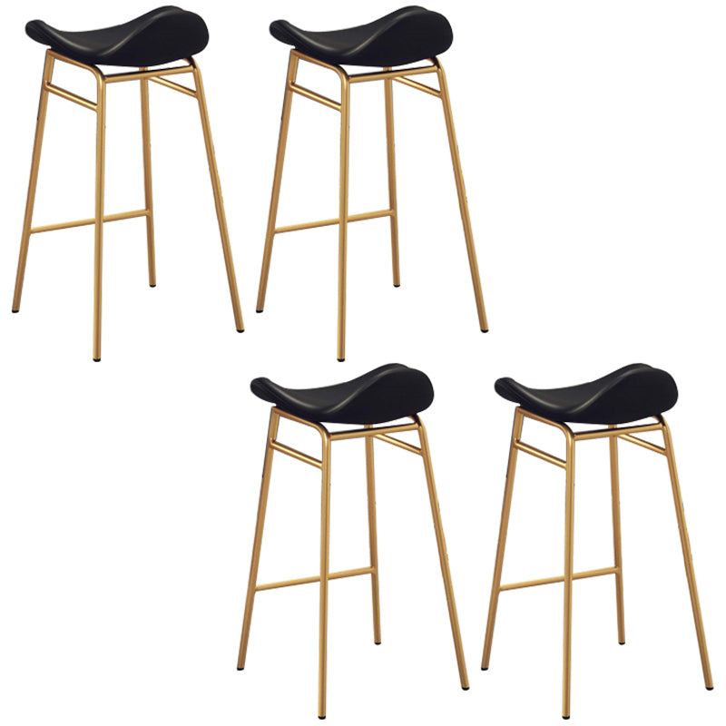 Faux Leather Bar Stools Glam Iron Backless Bar Stool with Footrest Black Gold 4 Piece Set Clearhalo 'Bar Furniture' 'Bar Stools' 'bar_stools' 'furn' 'furn_bar_stools' 'Furniture' 'Kitchen & Dining Furniture' 7040945