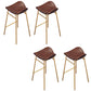 Faux Leather Bar Stools Glam Iron Backless Bar Stool with Footrest Brown Gold 4 Piece Set Clearhalo 'Bar Furniture' 'Bar Stools' 'bar_stools' 'furn' 'furn_bar_stools' 'Furniture' 'Kitchen & Dining Furniture' 7040947