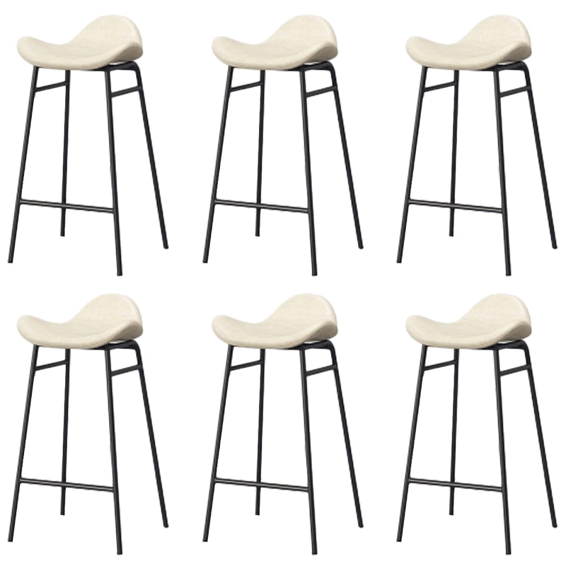 Faux Leather Bar Stools Glam Iron Backless Bar Stool with Footrest White Black 6 Piece Set Clearhalo 'Bar Furniture' 'Bar Stools' 'bar_stools' 'furn' 'furn_bar_stools' 'Furniture' 'Kitchen & Dining Furniture' 7040948