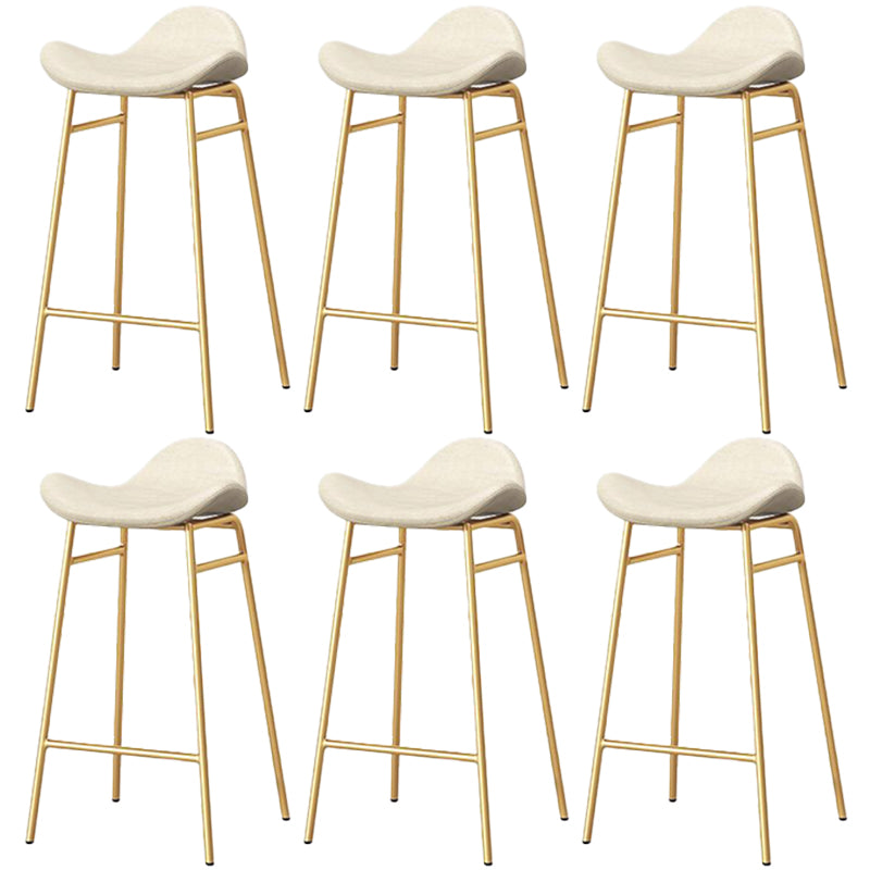 Faux Leather Bar Stools Glam Iron Backless Bar Stool with Footrest White Gold 6 Piece Set Clearhalo 'Bar Furniture' 'Bar Stools' 'bar_stools' 'furn' 'furn_bar_stools' 'Furniture' 'Kitchen & Dining Furniture' 7040949