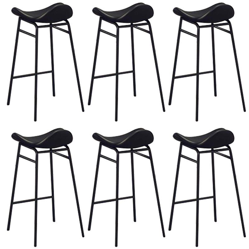 Faux Leather Bar Stools Glam Iron Backless Bar Stool with Footrest Black Black 6 Piece Set Clearhalo 'Bar Furniture' 'Bar Stools' 'bar_stools' 'furn' 'furn_bar_stools' 'Furniture' 'Kitchen & Dining Furniture' 7040950