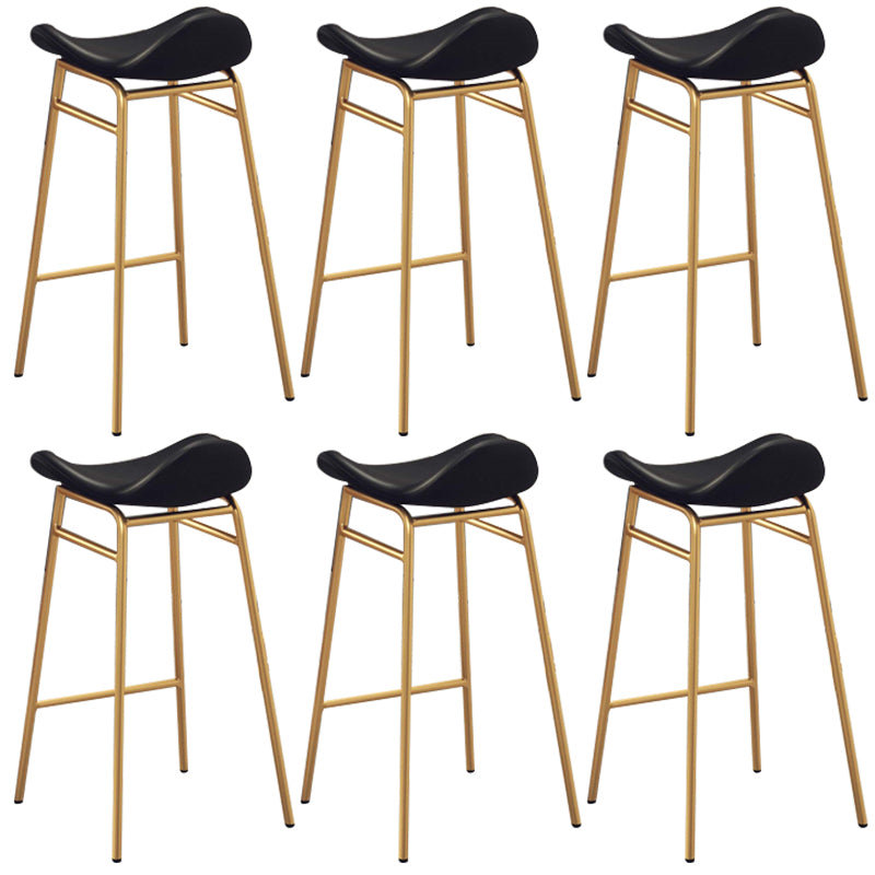 Faux Leather Bar Stools Glam Iron Backless Bar Stool with Footrest Black Gold 6 Piece Set Clearhalo 'Bar Furniture' 'Bar Stools' 'bar_stools' 'furn' 'furn_bar_stools' 'Furniture' 'Kitchen & Dining Furniture' 7040951