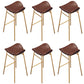 Faux Leather Bar Stools Glam Iron Backless Bar Stool with Footrest Brown Gold 6 Piece Set Clearhalo 'Bar Furniture' 'Bar Stools' 'bar_stools' 'furn' 'furn_bar_stools' 'Furniture' 'Kitchen & Dining Furniture' 7040953