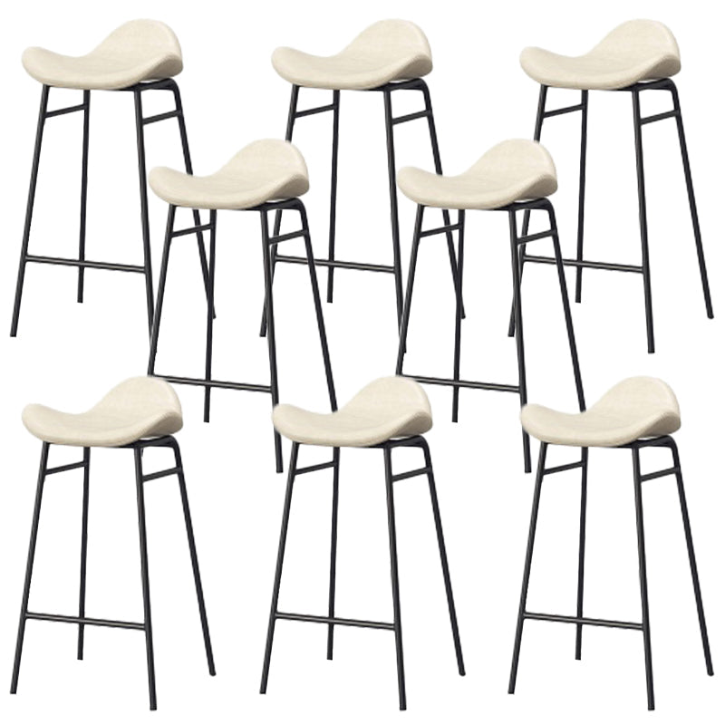 Faux Leather Bar Stools Glam Iron Backless Bar Stool with Footrest White Black 8 Piece Set Clearhalo 'Bar Furniture' 'Bar Stools' 'bar_stools' 'furn' 'furn_bar_stools' 'Furniture' 'Kitchen & Dining Furniture' 7040954