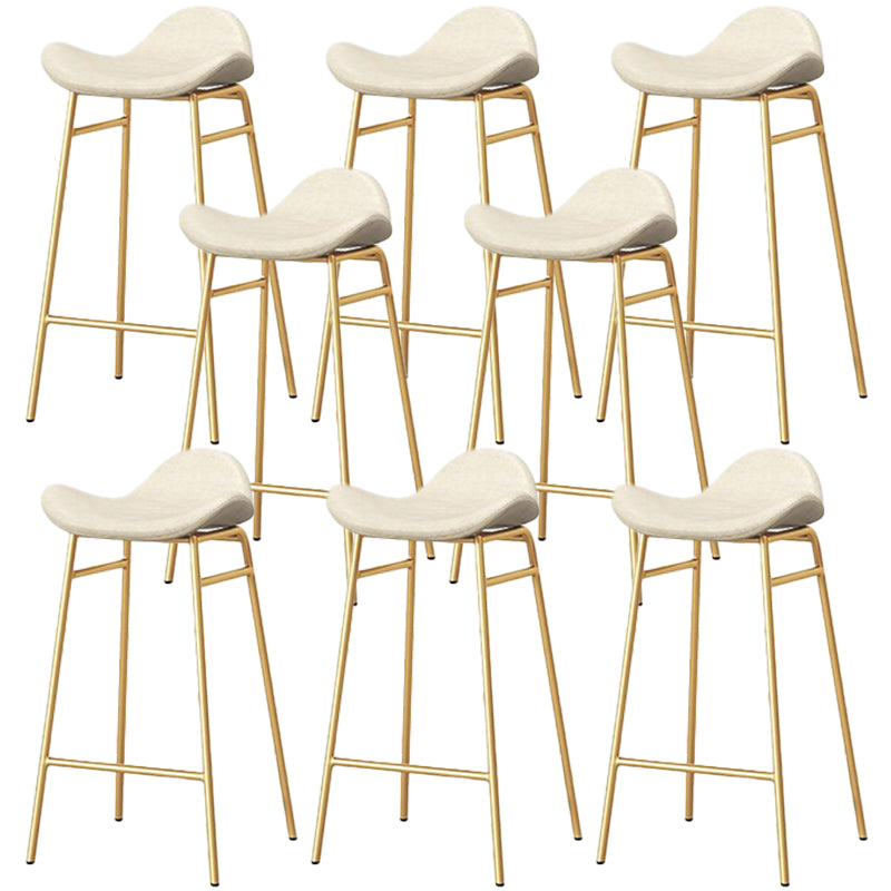 Faux Leather Bar Stools Glam Iron Backless Bar Stool with Footrest White Gold 8 Piece Set Clearhalo 'Bar Furniture' 'Bar Stools' 'bar_stools' 'furn' 'furn_bar_stools' 'Furniture' 'Kitchen & Dining Furniture' 7040955