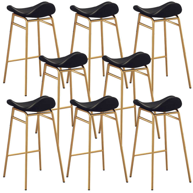 Faux Leather Bar Stools Glam Iron Backless Bar Stool with Footrest Black Gold 8 Piece Set Clearhalo 'Bar Furniture' 'Bar Stools' 'bar_stools' 'furn' 'furn_bar_stools' 'Furniture' 'Kitchen & Dining Furniture' 7040957