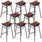 Faux Leather Bar Stools Glam Iron Backless Bar Stool with Footrest Brown Black 8 Piece Set Clearhalo 'Bar Furniture' 'Bar Stools' 'bar_stools' 'furn' 'furn_bar_stools' 'Furniture' 'Kitchen & Dining Furniture' 7040958