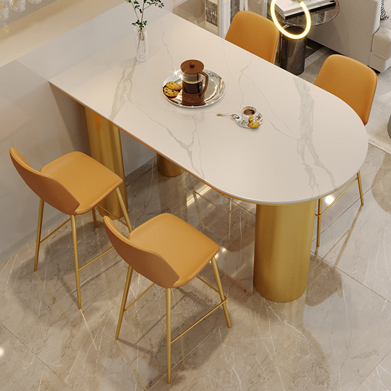 Low Back Upholstered Dining Stools Bucket Bar Stools with Metal Base