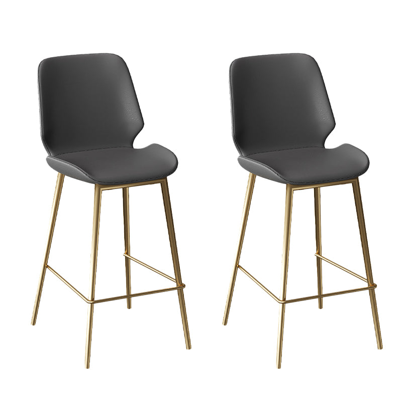 Low Back Upholstered Dining Stools Bucket Bar Stools with Metal Base