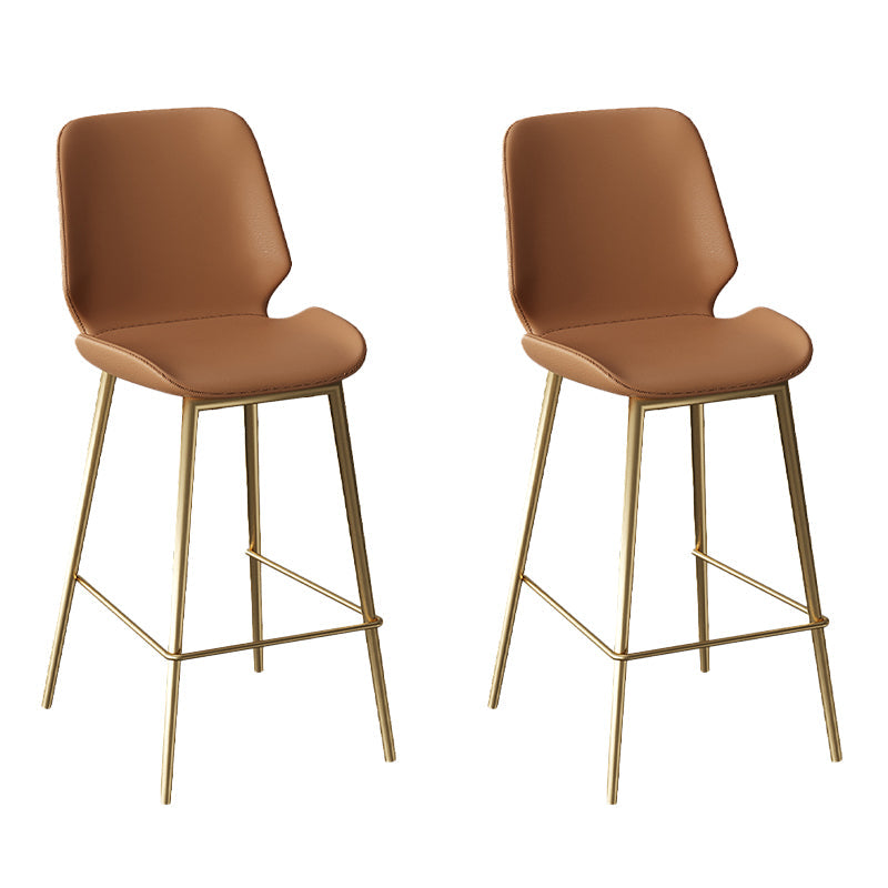 Low Back Upholstered Dining Stools Bucket Bar Stools with Metal Base