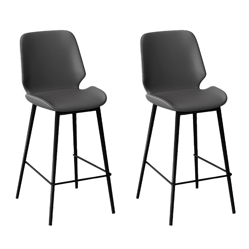 Low Back Upholstered Dining Stools Bucket Bar Stools with Metal Base