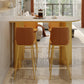 Low Back Upholstered Dining Stools Bucket Bar Stools with Metal Base