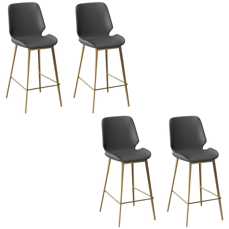 Low Back Upholstered Dining Stools Bucket Bar Stools with Metal Base