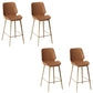 Low Back Upholstered Dining Stools Bucket Bar Stools with Metal Base