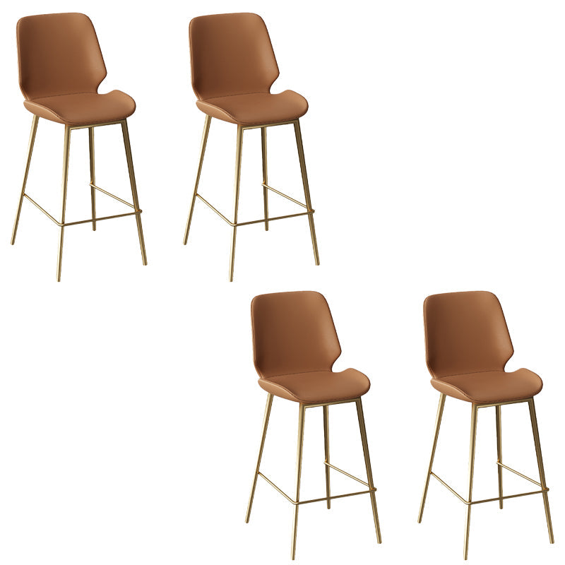Low Back Upholstered Dining Stools Bucket Bar Stools with Metal Base