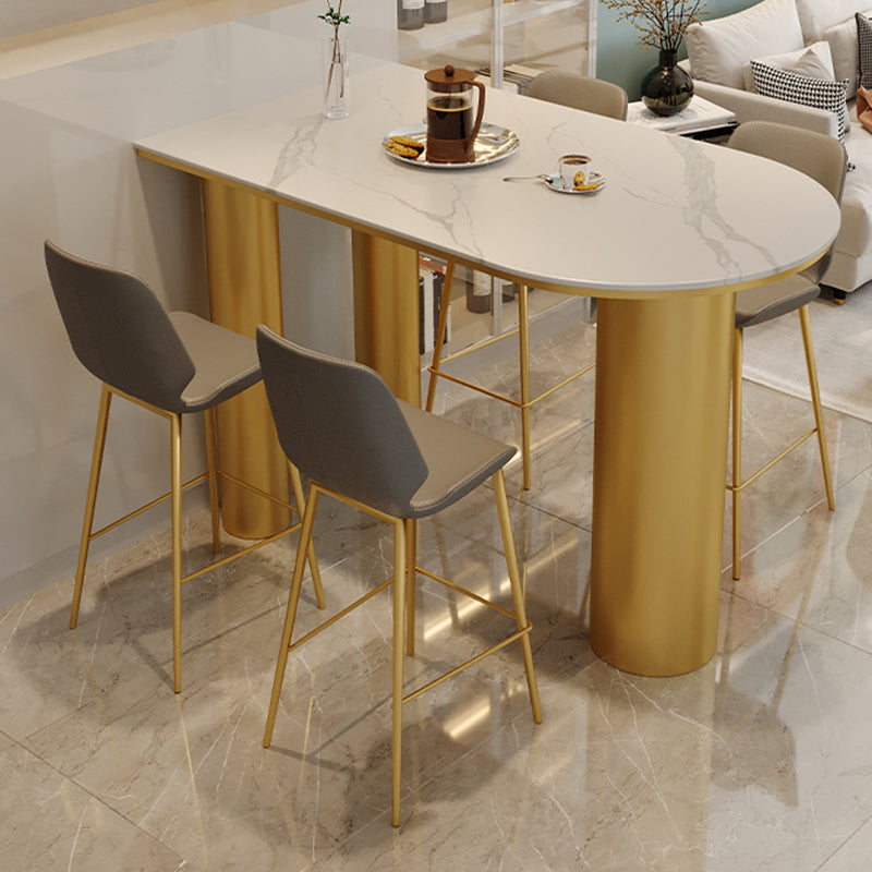 Low Back Upholstered Dining Stools Bucket Bar Stools with Metal Base