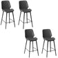 Low Back Upholstered Dining Stools Bucket Bar Stools with Metal Base