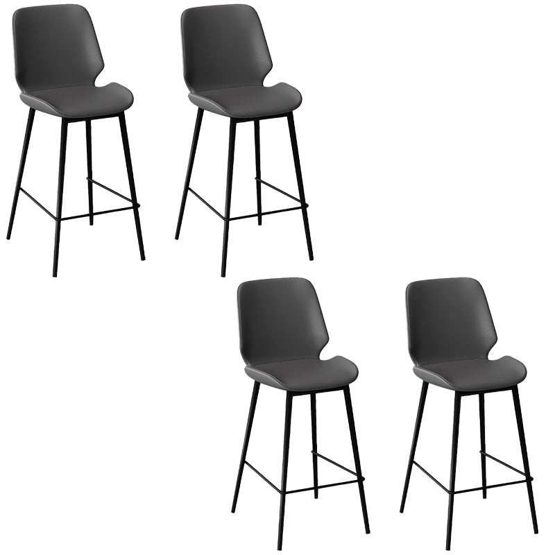 Low Back Upholstered Dining Stools Bucket Bar Stools with Metal Base