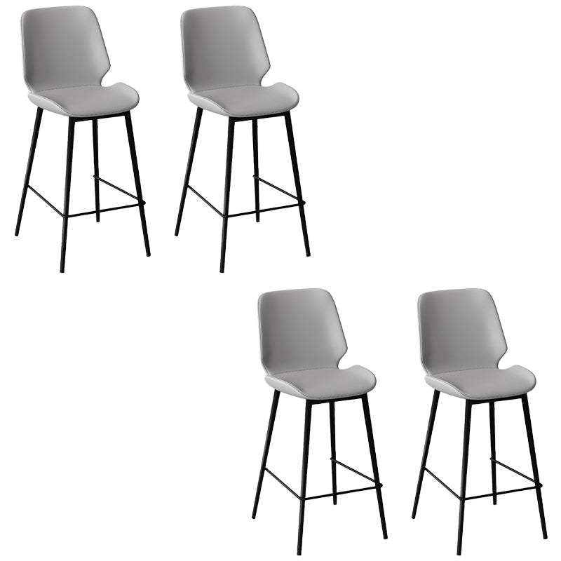 Low Back Upholstered Dining Stools Bucket Bar Stools with Metal Base