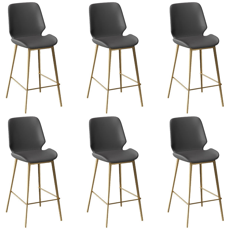 Low Back Upholstered Dining Stools Bucket Bar Stools with Metal Base