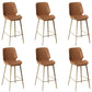 Low Back Upholstered Dining Stools Bucket Bar Stools with Metal Base