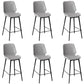 Low Back Upholstered Dining Stools Bucket Bar Stools with Metal Base