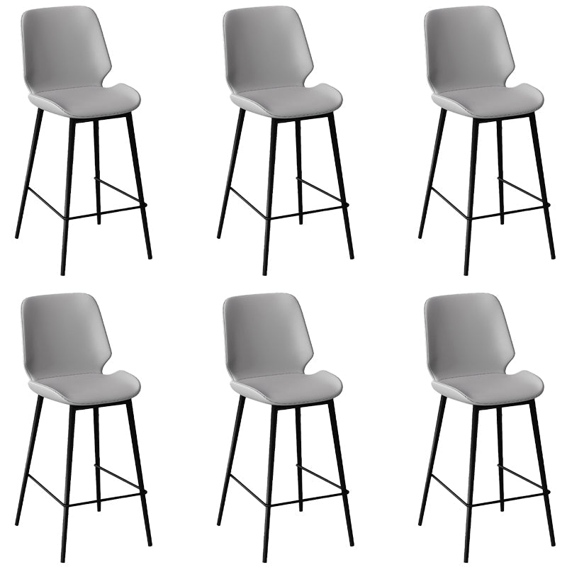 Low Back Upholstered Dining Stools Bucket Bar Stools with Metal Base