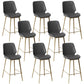Low Back Upholstered Dining Stools Bucket Bar Stools with Metal Base